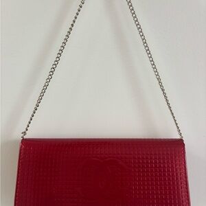 Chic Red Chain Shoulder Bag or Clutch